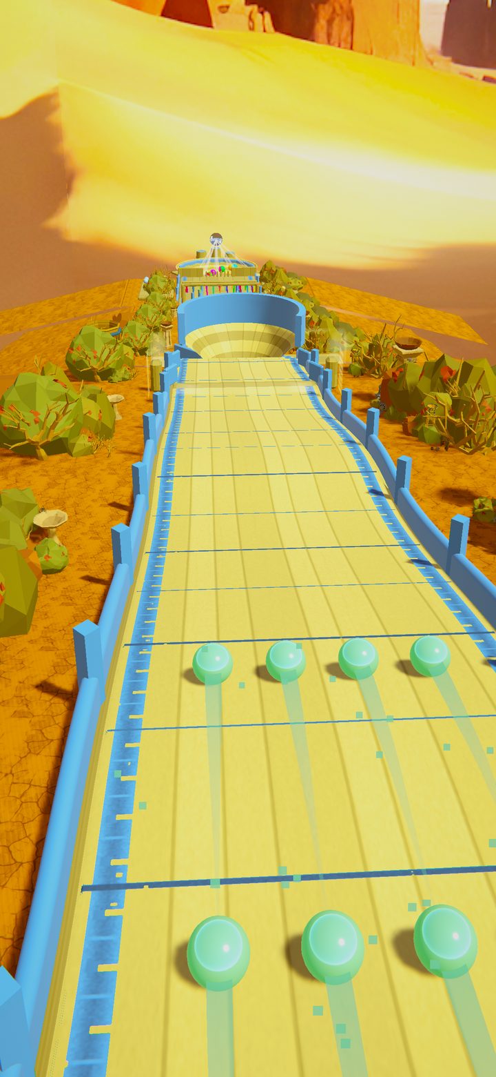 A Temple Rush track across a desert under sandstone cliffs